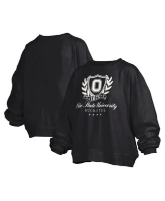 Women's Ohio State Buckeyes Big Aug Script Janice Oversized Cropped-Hem Pullover Sweatshirt