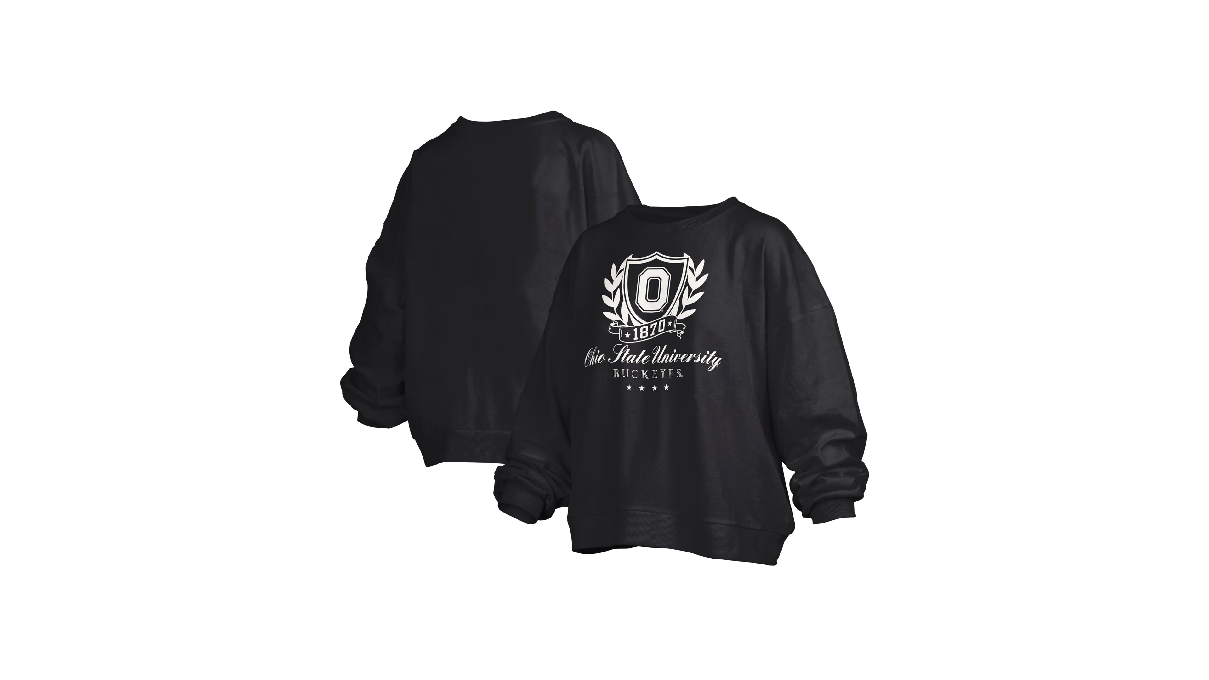 Pressbox Women's Ohio State Buckeyes Big Aug Script Janice Oversized Cropped-Hem Pullover Sweatshirt