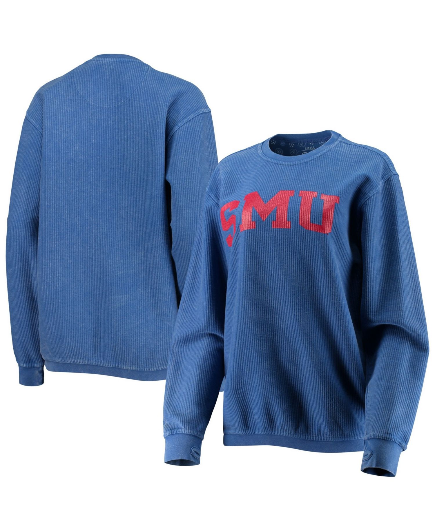 Women's SMU Mustangs Corded Graphic Pullover Sweatshirt