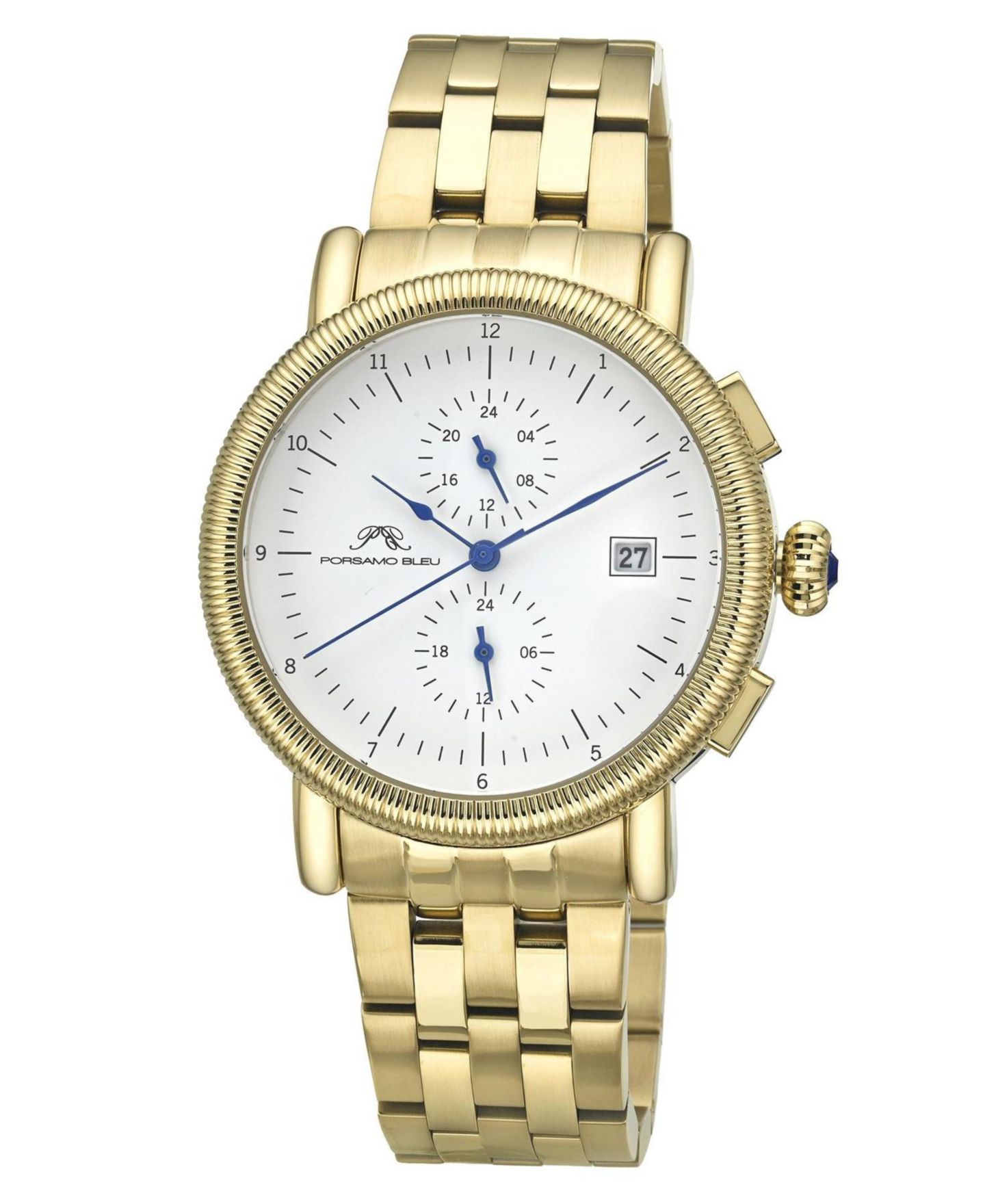Мужские часы Porsamo Bleu Valor Multifunction Stainless Steel Two Tone Watch 44 mm, цвет: Золотой — фото 1