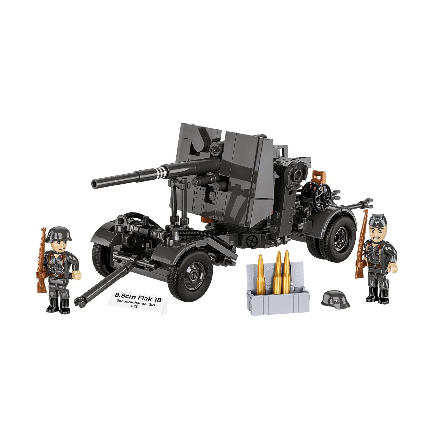 Детский конструктор COBI Historical Collection Wwii 8.8 cm Flak 18 with Carriage 360-Piece Building Set, Ages 9+ — фото 3