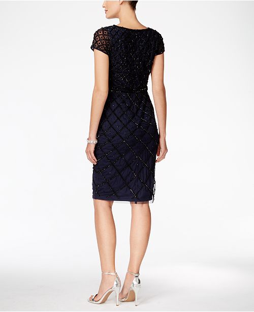 Adrianna Papell Embellished Beaded Sheath Dress - Dresses - Women - Macy's