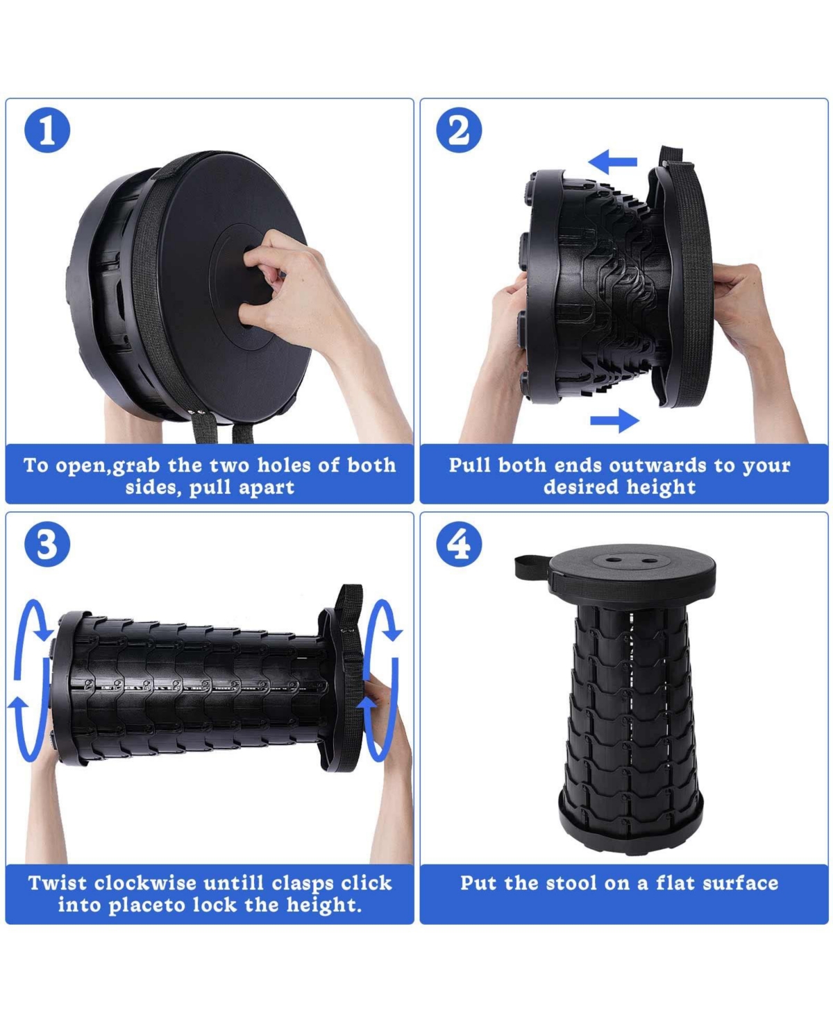 Aofar Foldable Telescoping Stool Portable Retractable Collapsible Camping