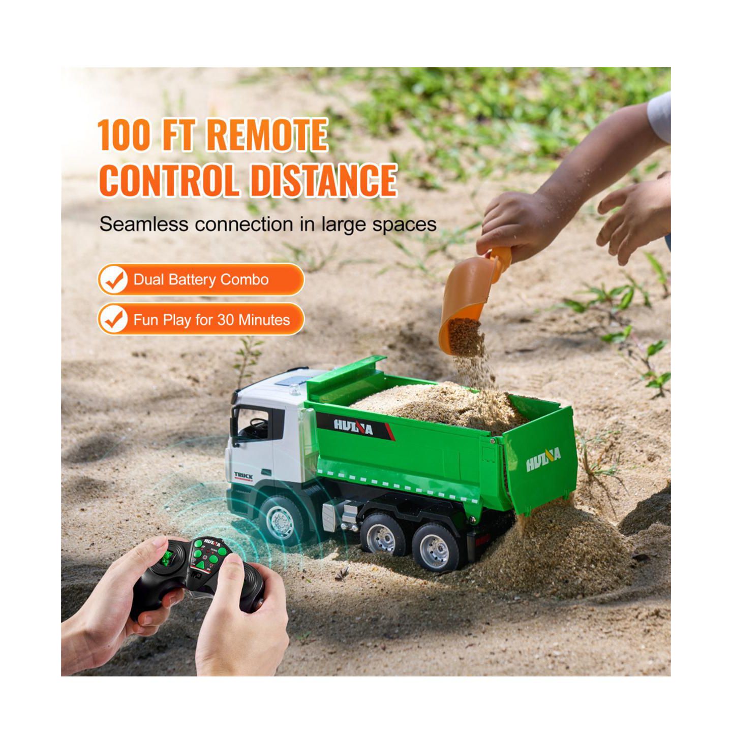 Детская игрушка YOBTOP 1:18 Scale 4WD LED Lights Hydraulic Rod Remote Control Dump Truck — фото 4