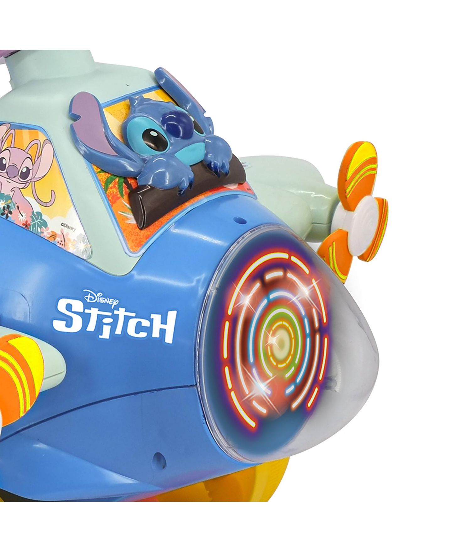Детская игрушка Disney Stitch Spinning Lights Interactive Ride-On Plane, 20.06" x 17.32" x 16.34", Ages 1+ — фото 9