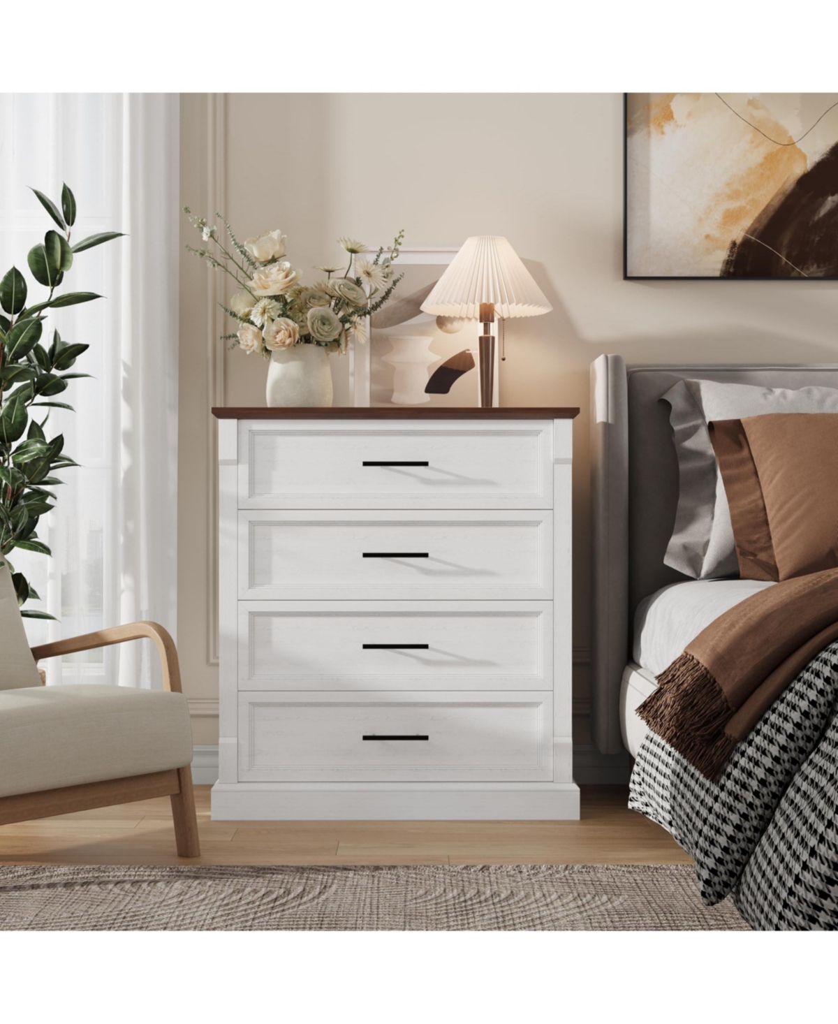 gaomon 4 Drawer Dresser for Bedroom, Wooden Chest of Drawers for Closet with Top, for Living Room, Hallway