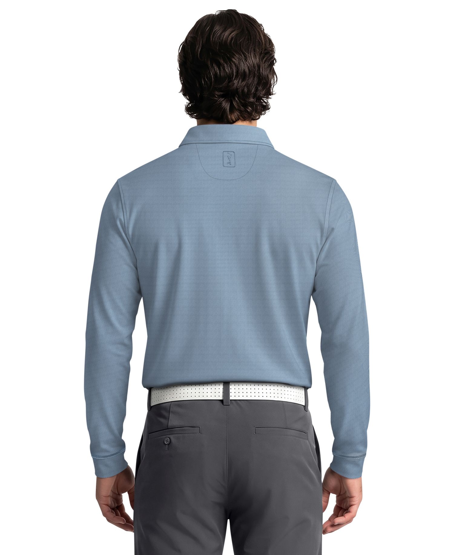 Men's Mini Diamond Jacquard Golf Long-Sleeve Polo Shirt