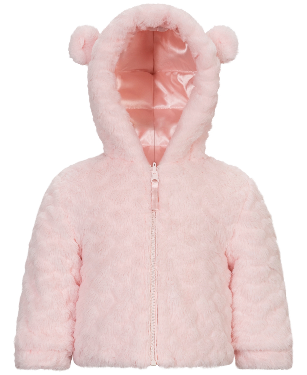 S Rothschild & Co Baby Girls' Reversible Faux Fur Hooded Jacket - Pink