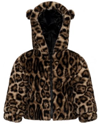 Baby Girls' Reversible Faux Fur Hooded Jacket