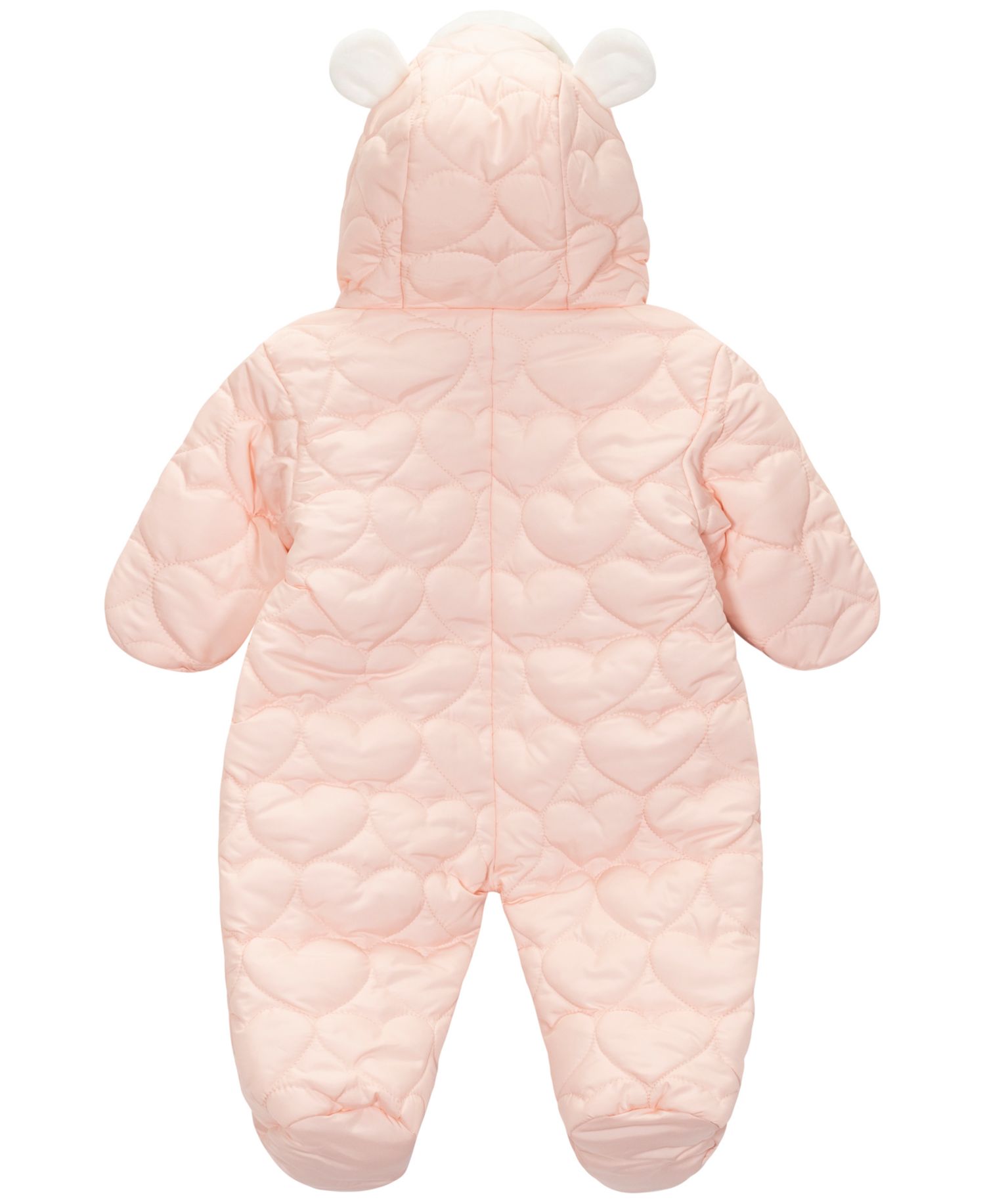 Baby Girls' Heart-Quilted Hooded One Piece