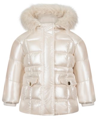 Baby Girls' Quilted Shimmer Hooded Jacket