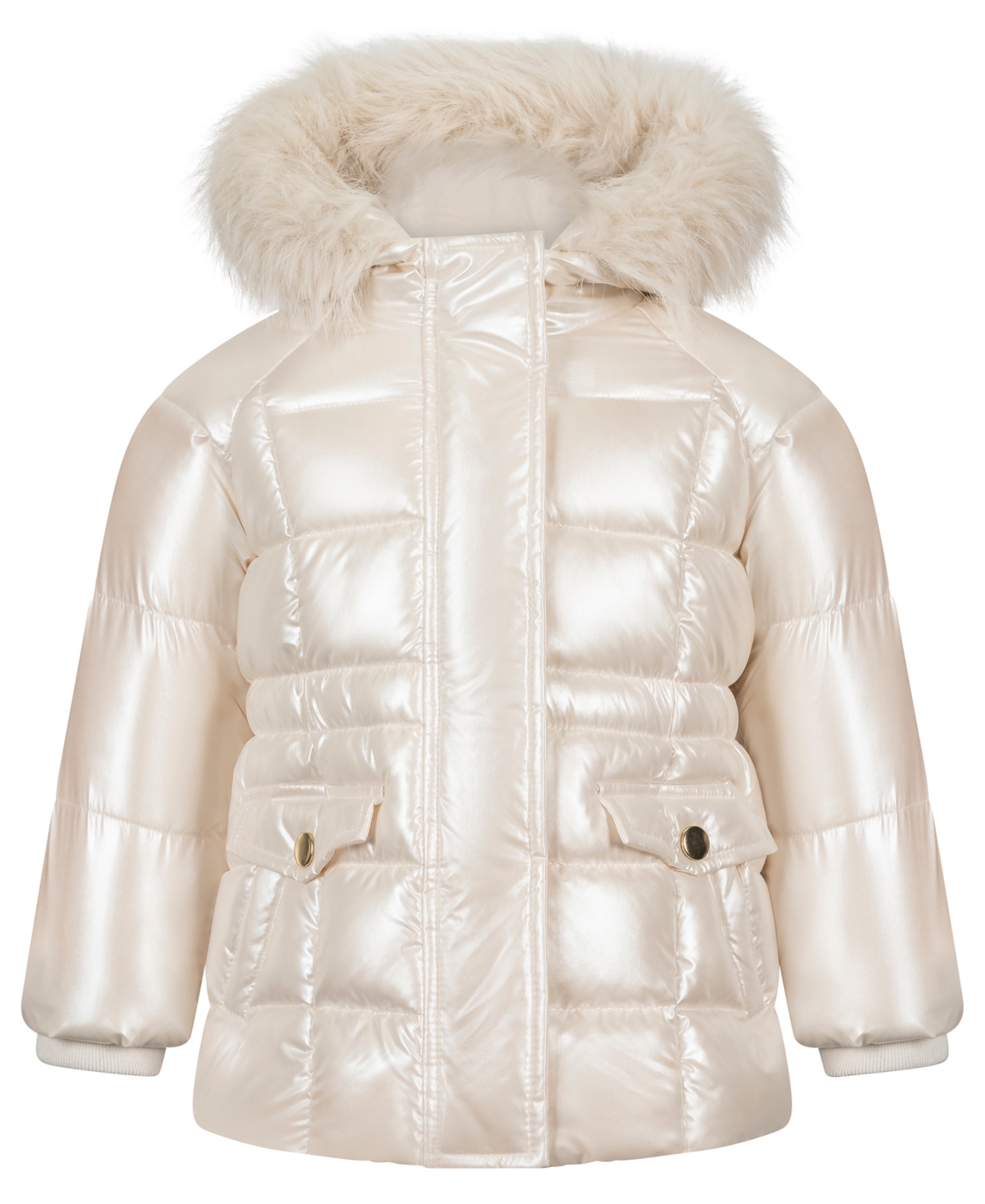 S Rothschild & Co Baby Girls' Quilted Shimmer Hooded Jacket