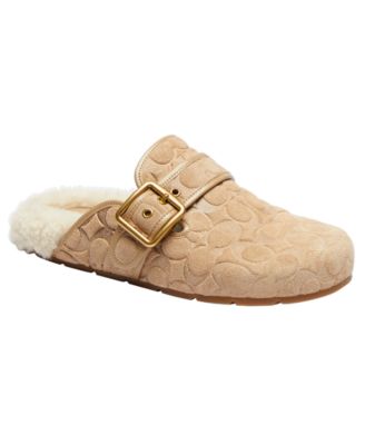 Women's Archival Buckle Clog With Signature Suede And Shearling Slip-On Mules