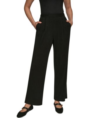 Women's Brushed Rib High Rise Pull-On Pleated Pants