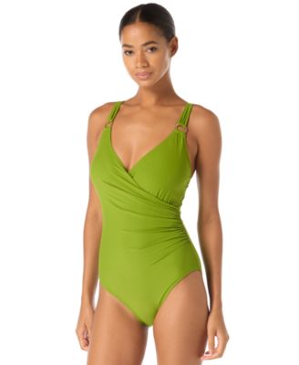 Women's Surplice Tummy-Control Full-Coverage One-Piece Swimsuit