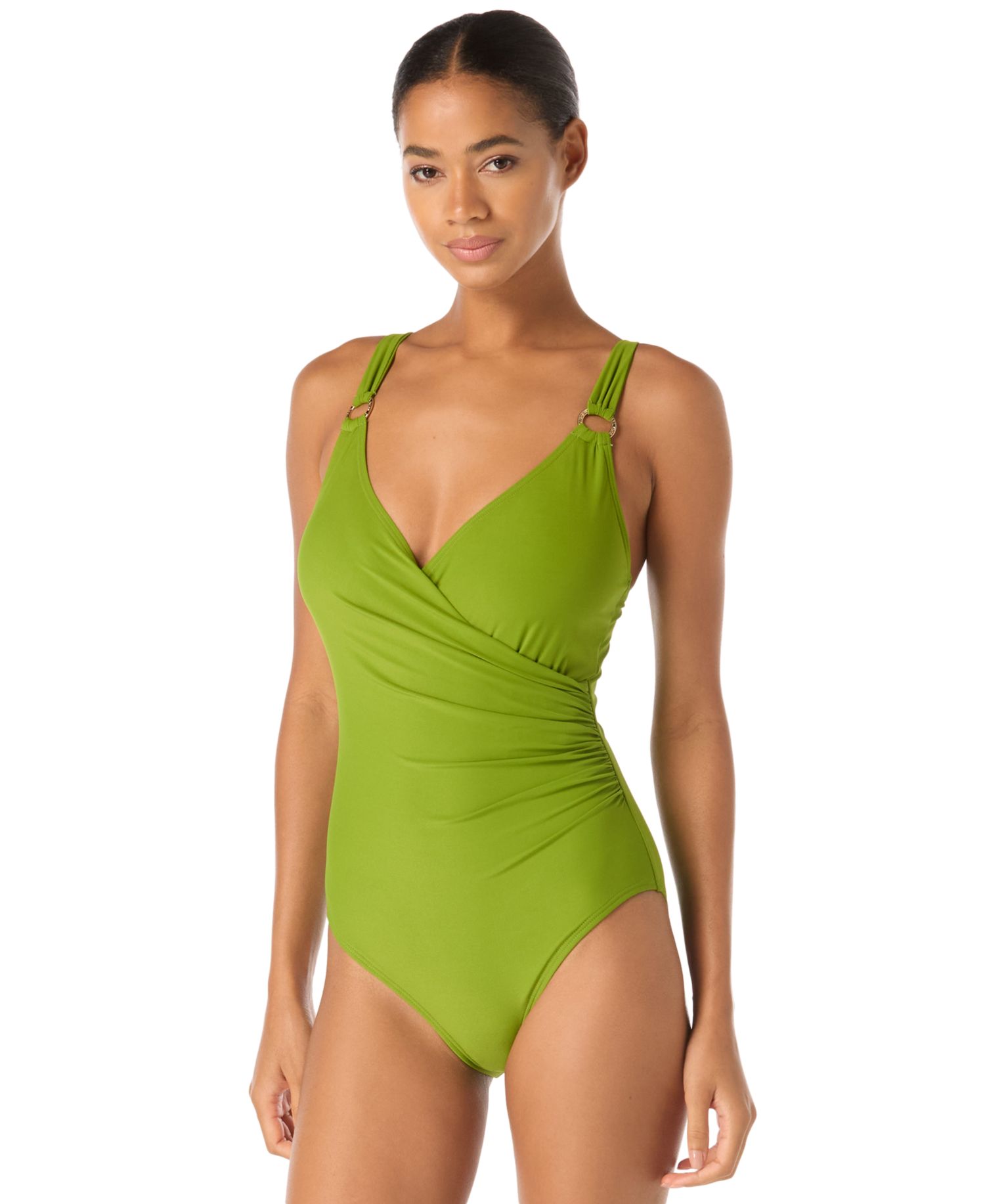 Women's Surplice Tummy-Control Full-Coverage One-Piece Swimsuit