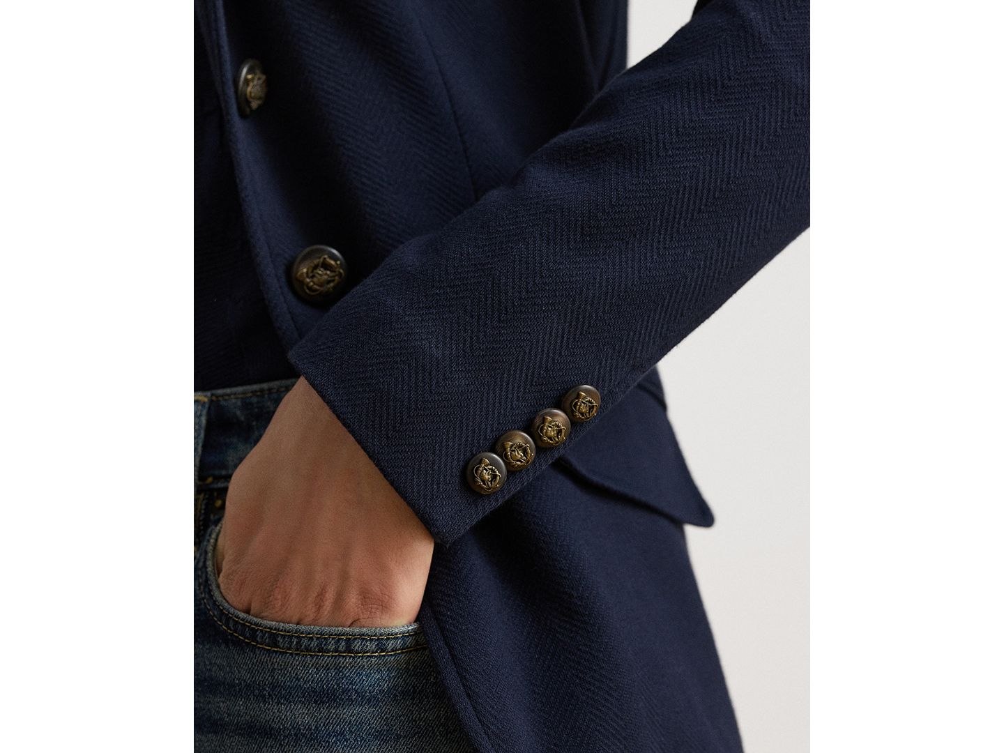 Женский пиджак Lauren Ralph Lauren Herringbone Notch Lapel Blazer, цвет: Тёмно-синий — фото 5