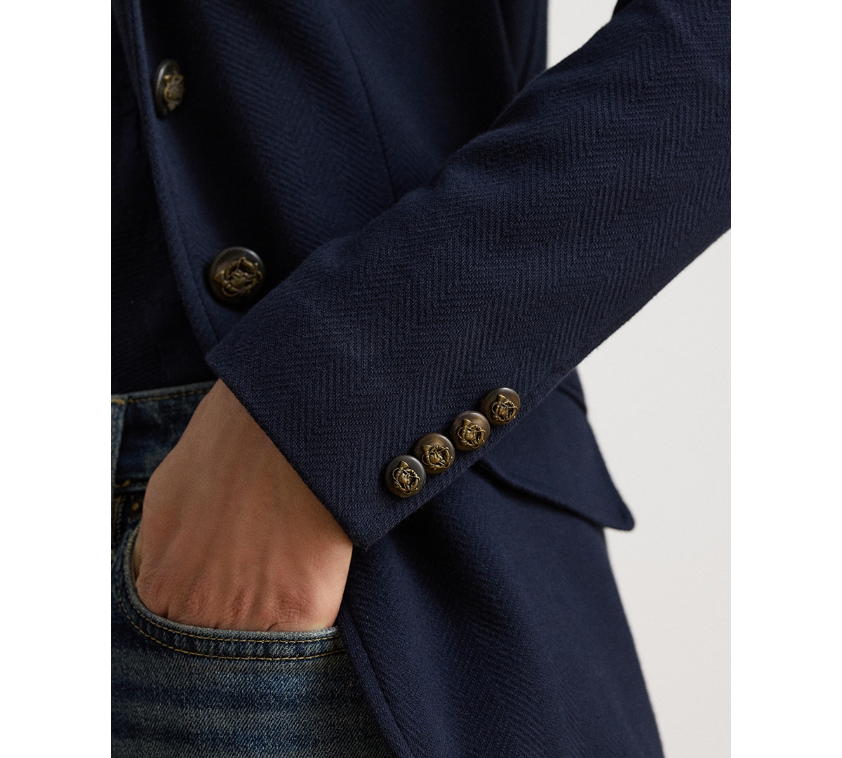 Lauren Ralph Women's Herringbone Notch Lapel Blazer