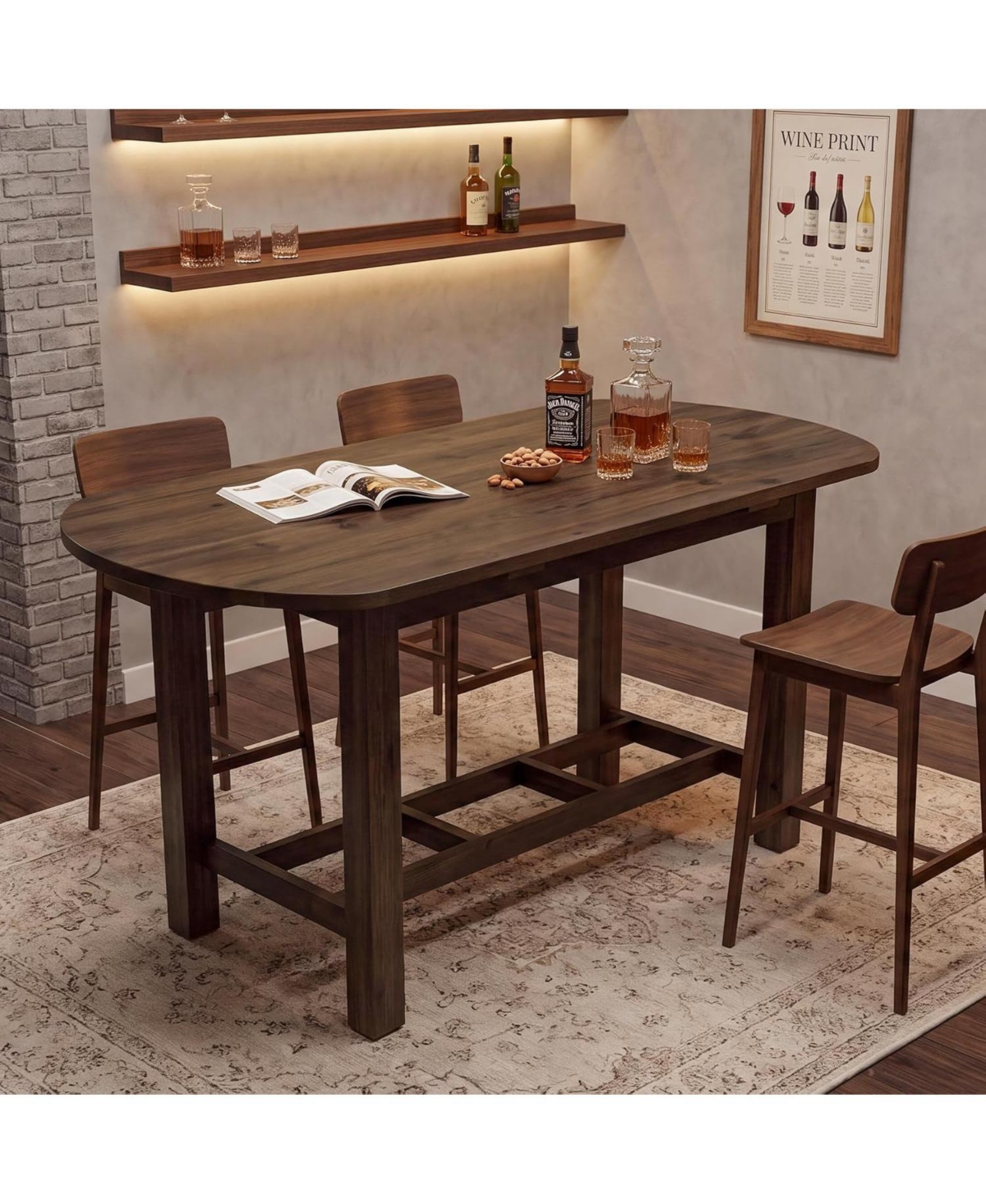 Tribesigns Bar Table Set, Counter Height Dining Table with Sturdy Frame