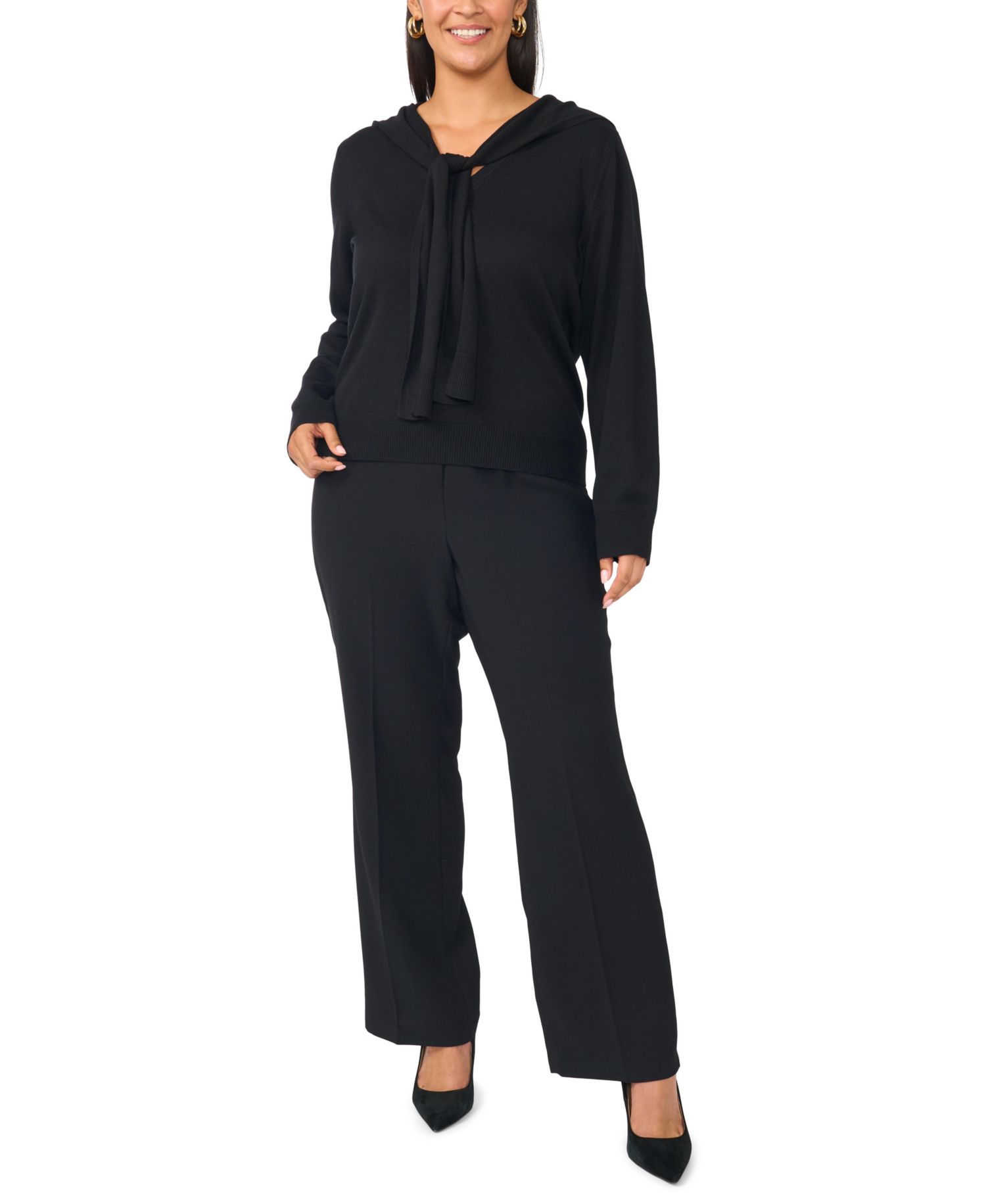Plus Size Faux-Wrap V-Neck Sweater