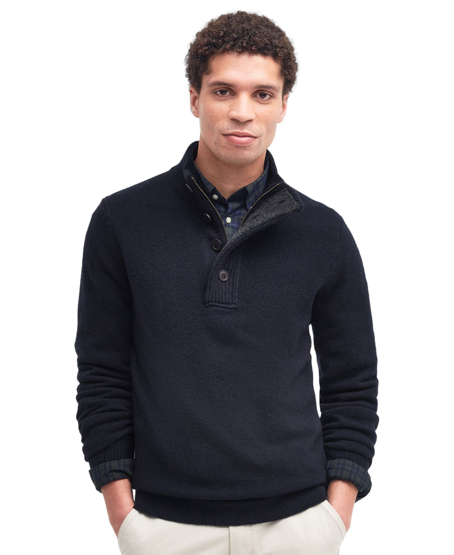 Men's Patch Half Zip Wool Sweater