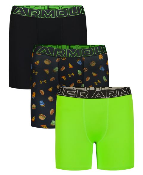 Трусы-боксеры Tech, 3 шт. — Under Armour, цвет: Чёрный / Зелёный