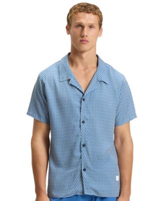 BOSS by Men's Spread-Collar Mini-Pattern-Print Beach Shirt