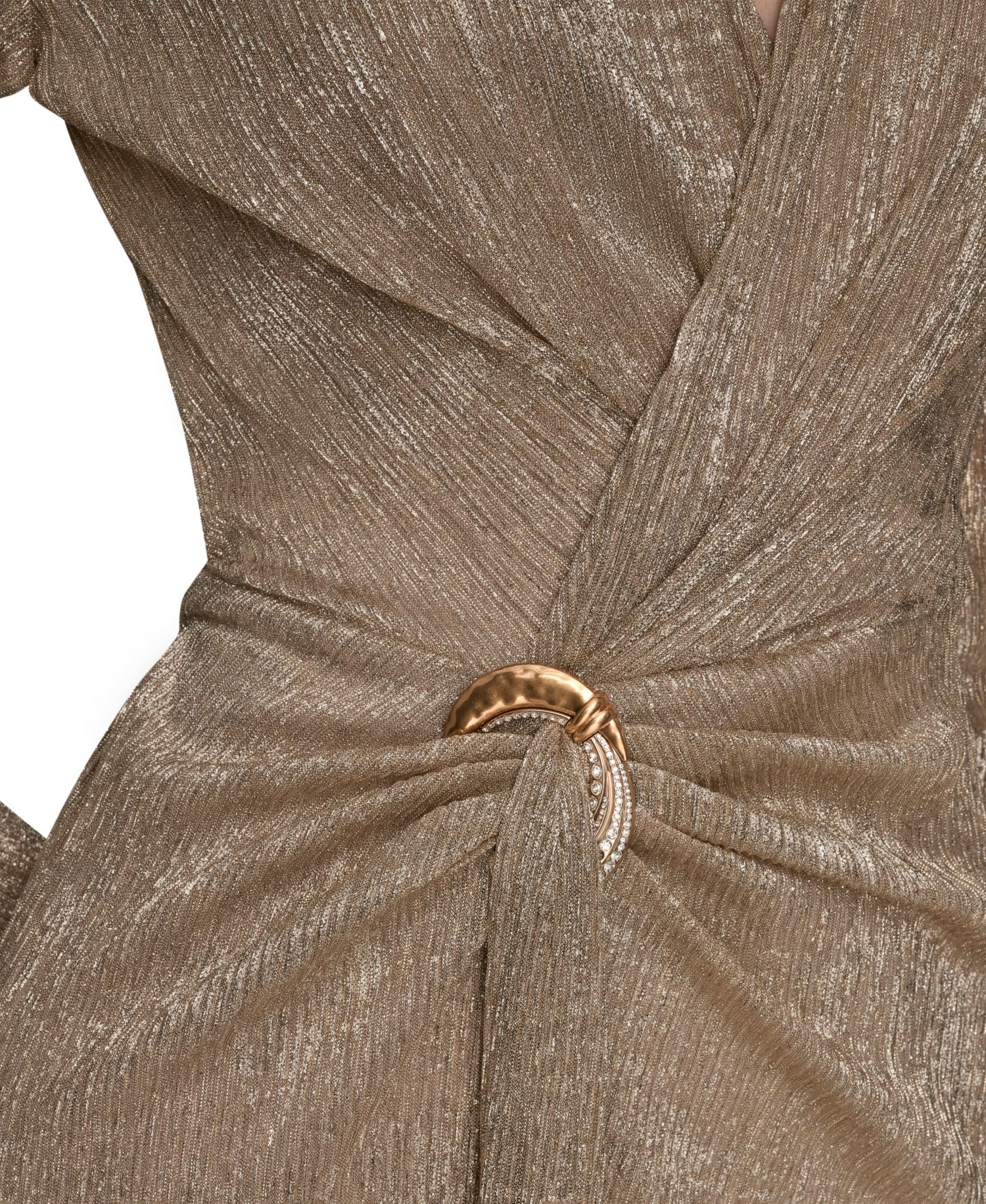 Petite Metallic Long-Sleeve Wrap Dress