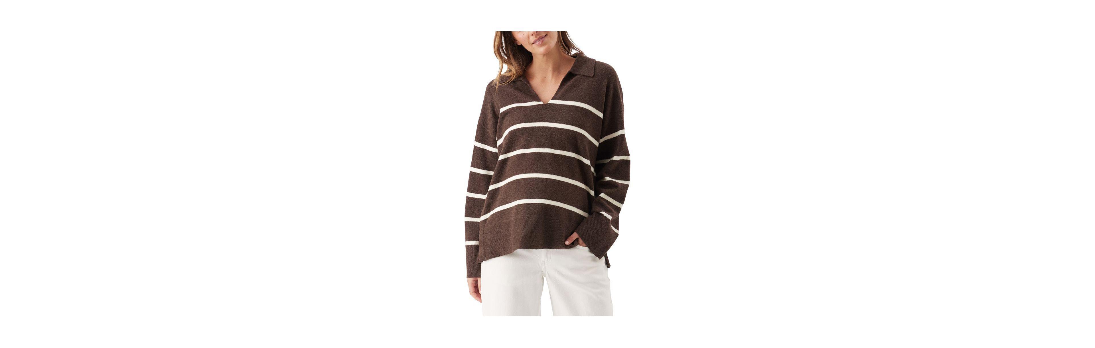 Ripe Maternity Scout Collared V-Neck Relaxed-Fit Nursing Sweater