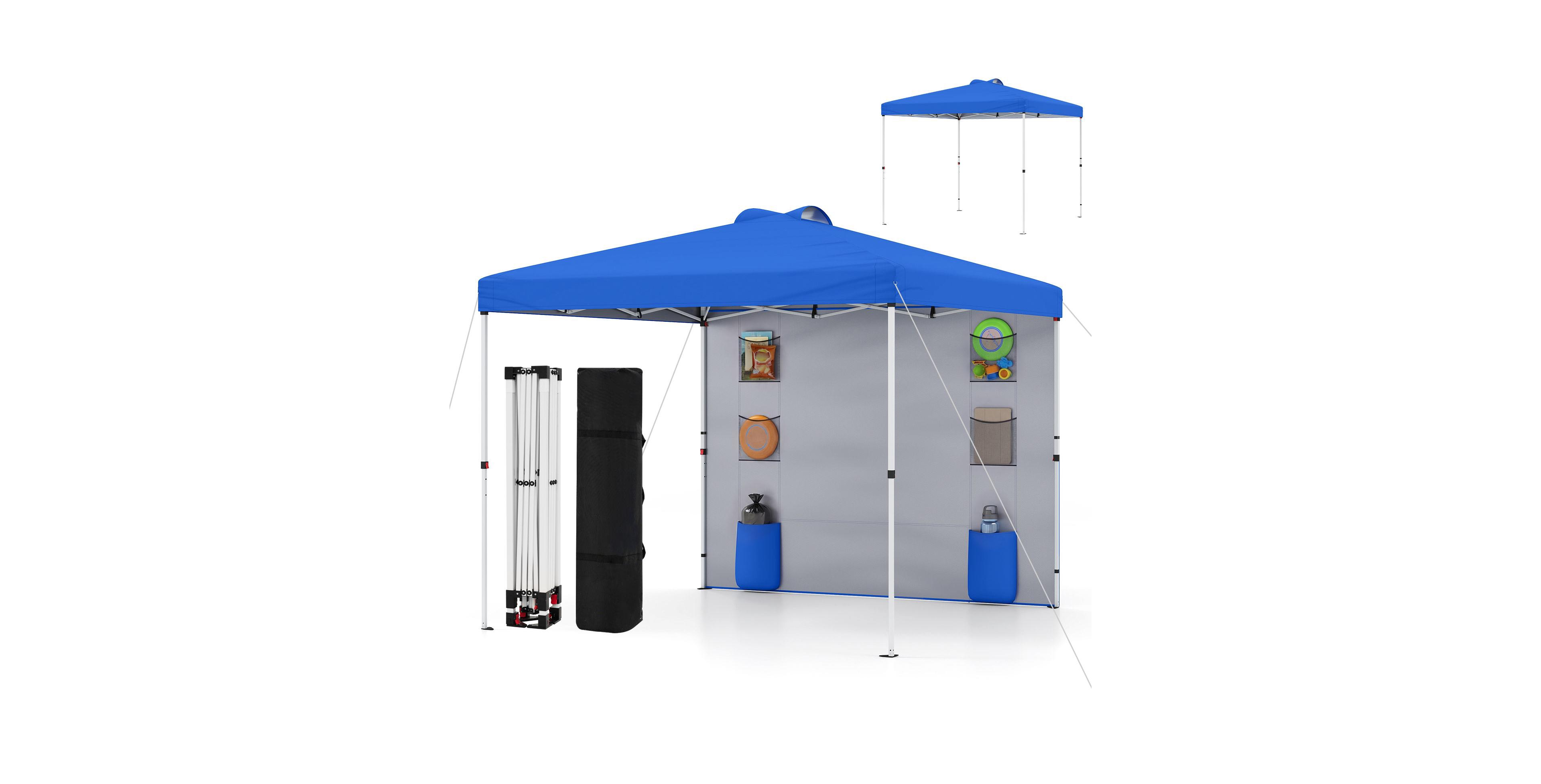 Costway Pop up Canopy Tent with Sidewall, 6 Pockets, Instant Setup Commercial Gazebo