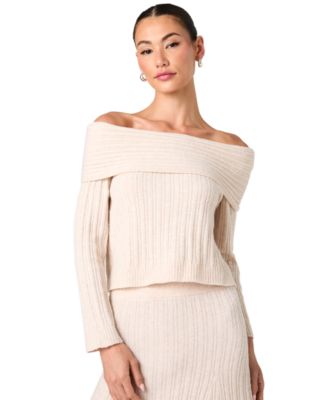 Women's Lucien Ribbed-Knit Off-the-Shoulder Sweater