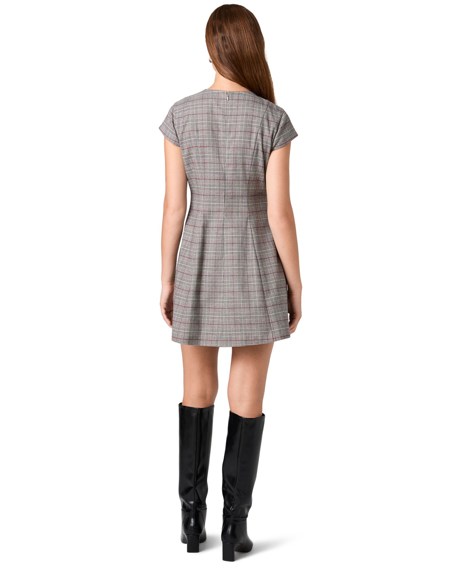 Women's Leonie Tartan-Plaid Fit-&-Flare Short-Sleeve Dress