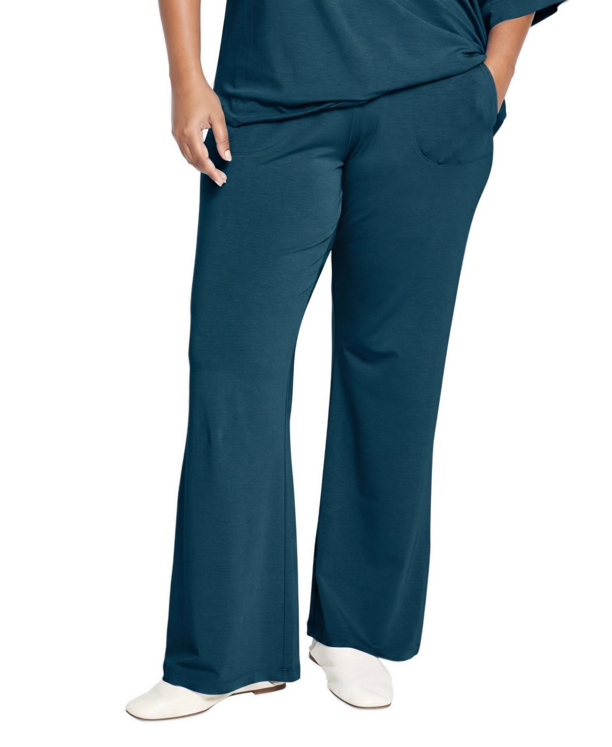Universal Standard Plus Size Ultimates Wide-Leg Lounge Pull-On Pants - Deep sea