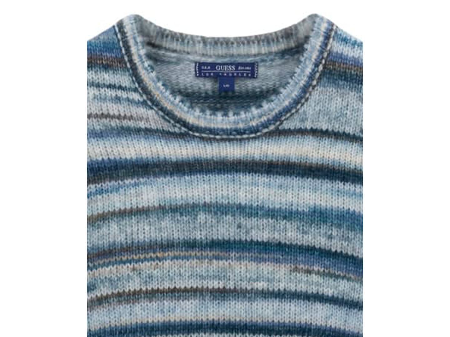 Мужской свитер GUESS Zayn Wool-Blend Stripe Crewneck, цвет: Синий разноцветный — фото 7
