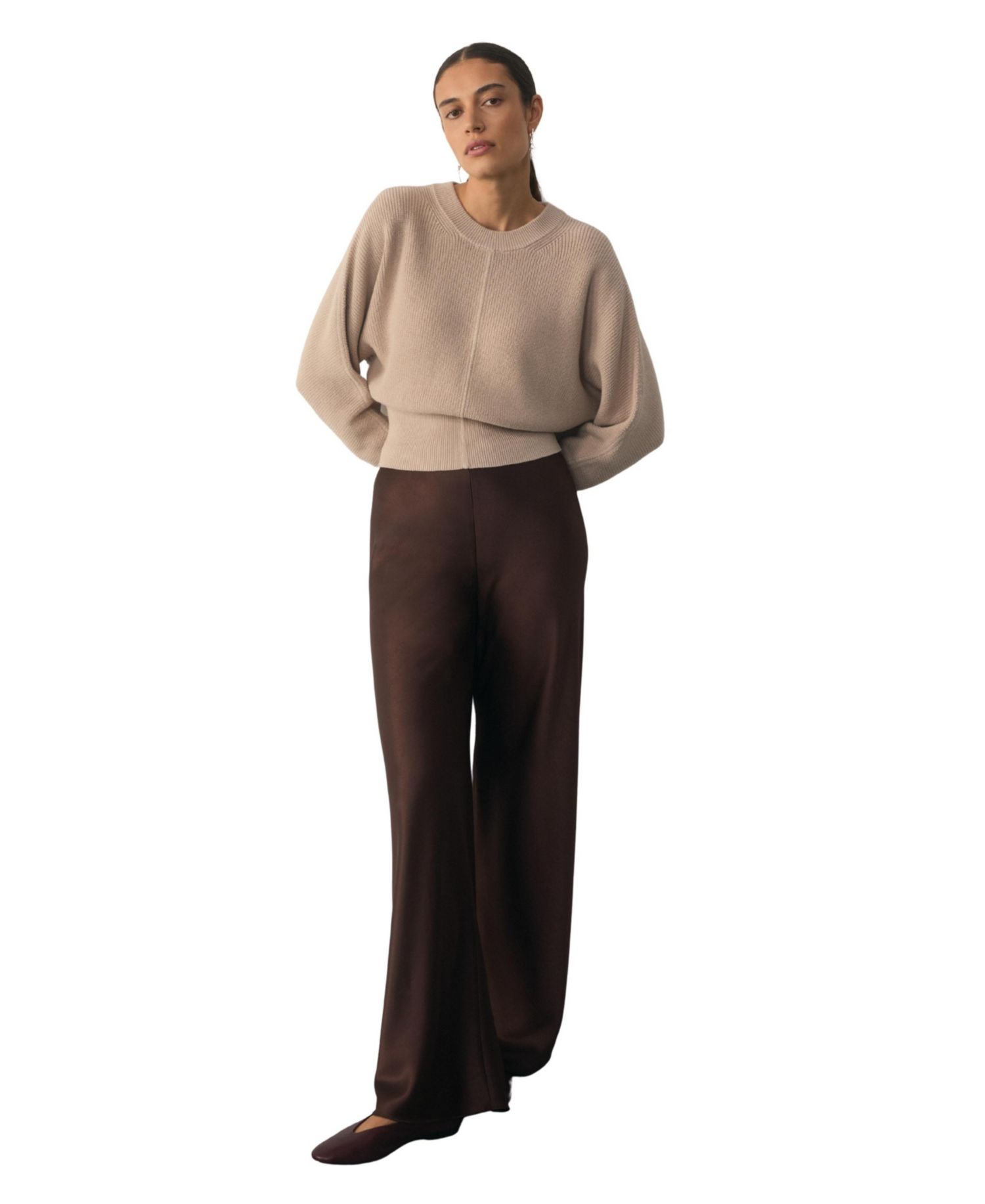 Women's Rieti Silk-Blend Ribbed-Knit Crewneck Sweater