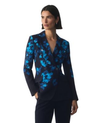 Women's Knighton Double-Breasted Floral-Print Silk Blazer