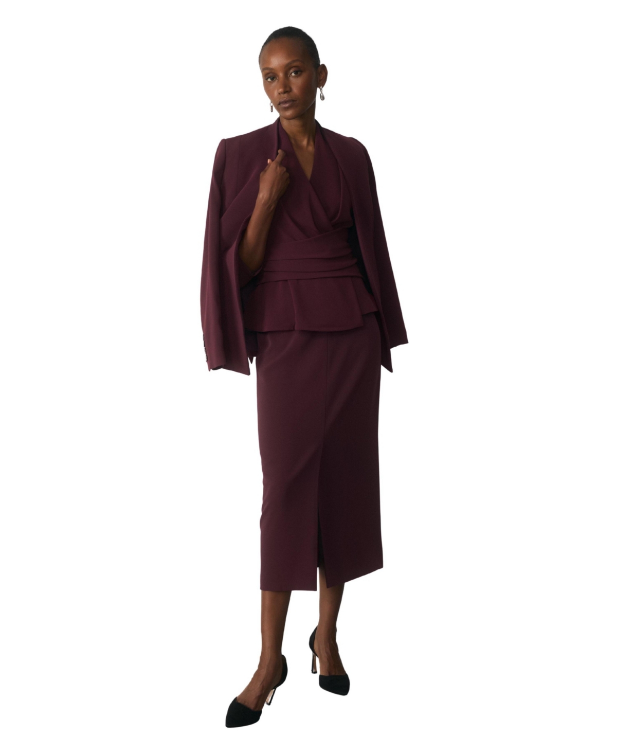 The Fold Women's Oliena High-Waisted Midi Pencil Skirt