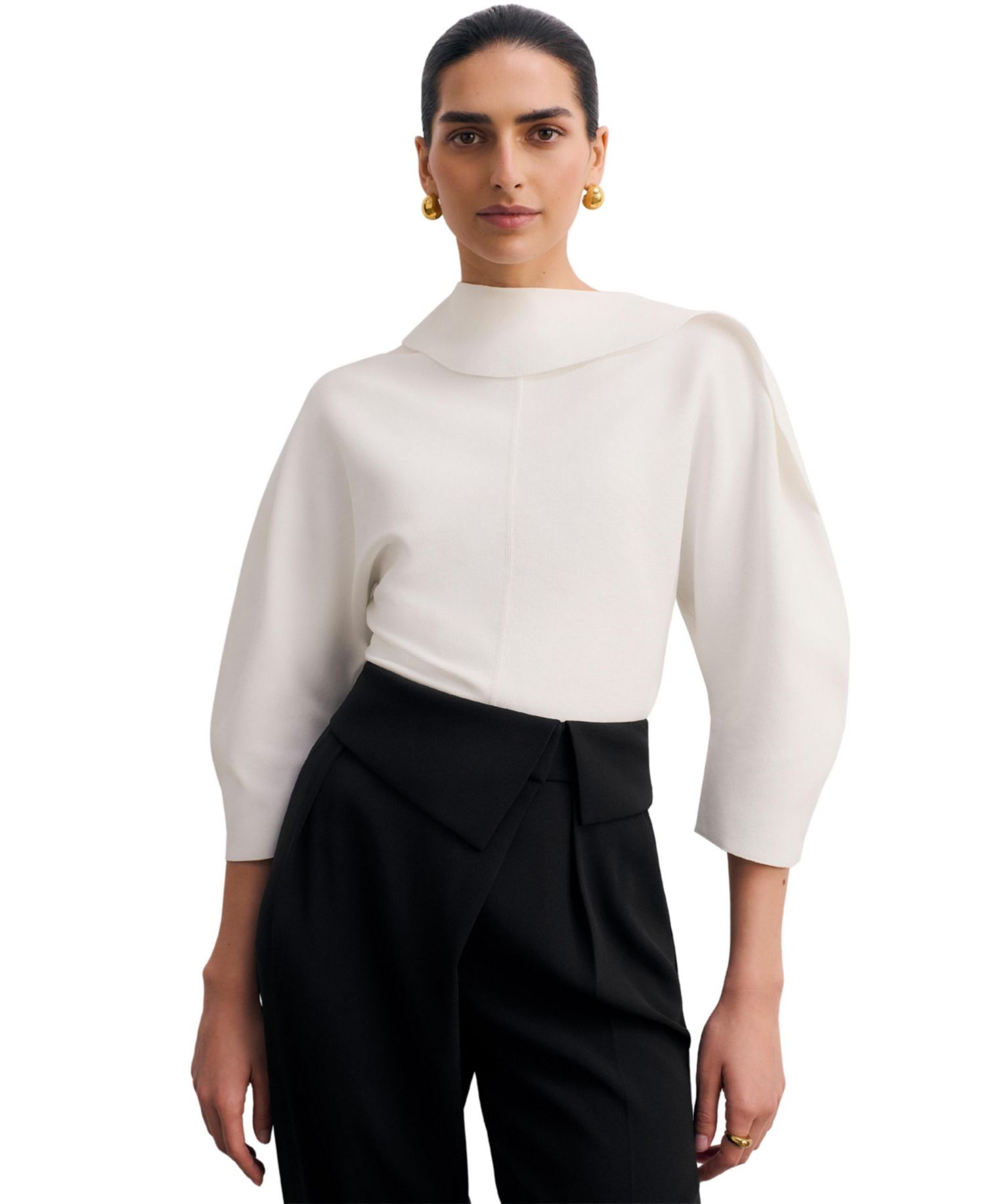 Women's Riesi Asymmetric-Neck 3/4-Sleeve Knit Top