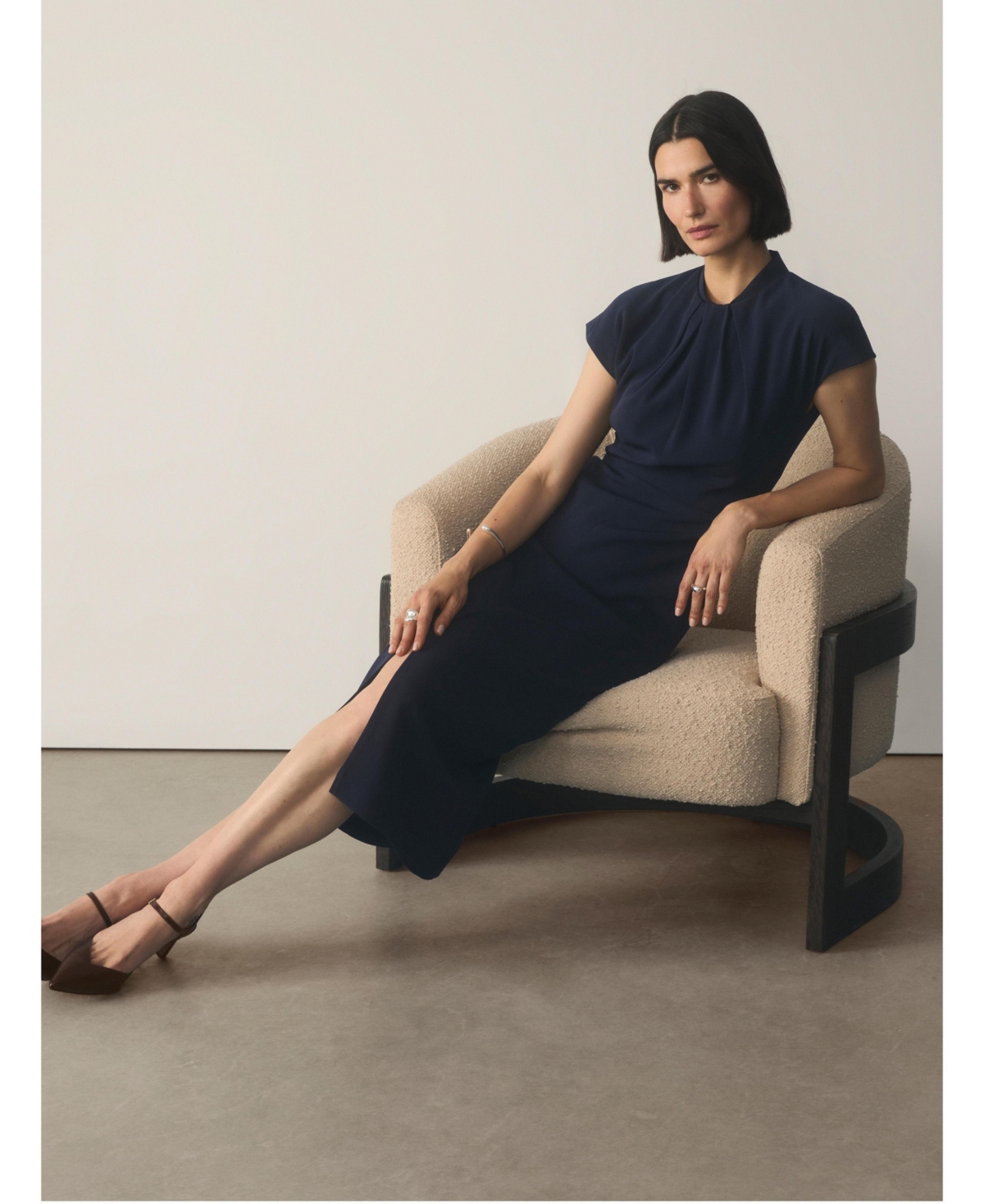 The Fold Women's Rassina Jersey Gathered Midi Dress