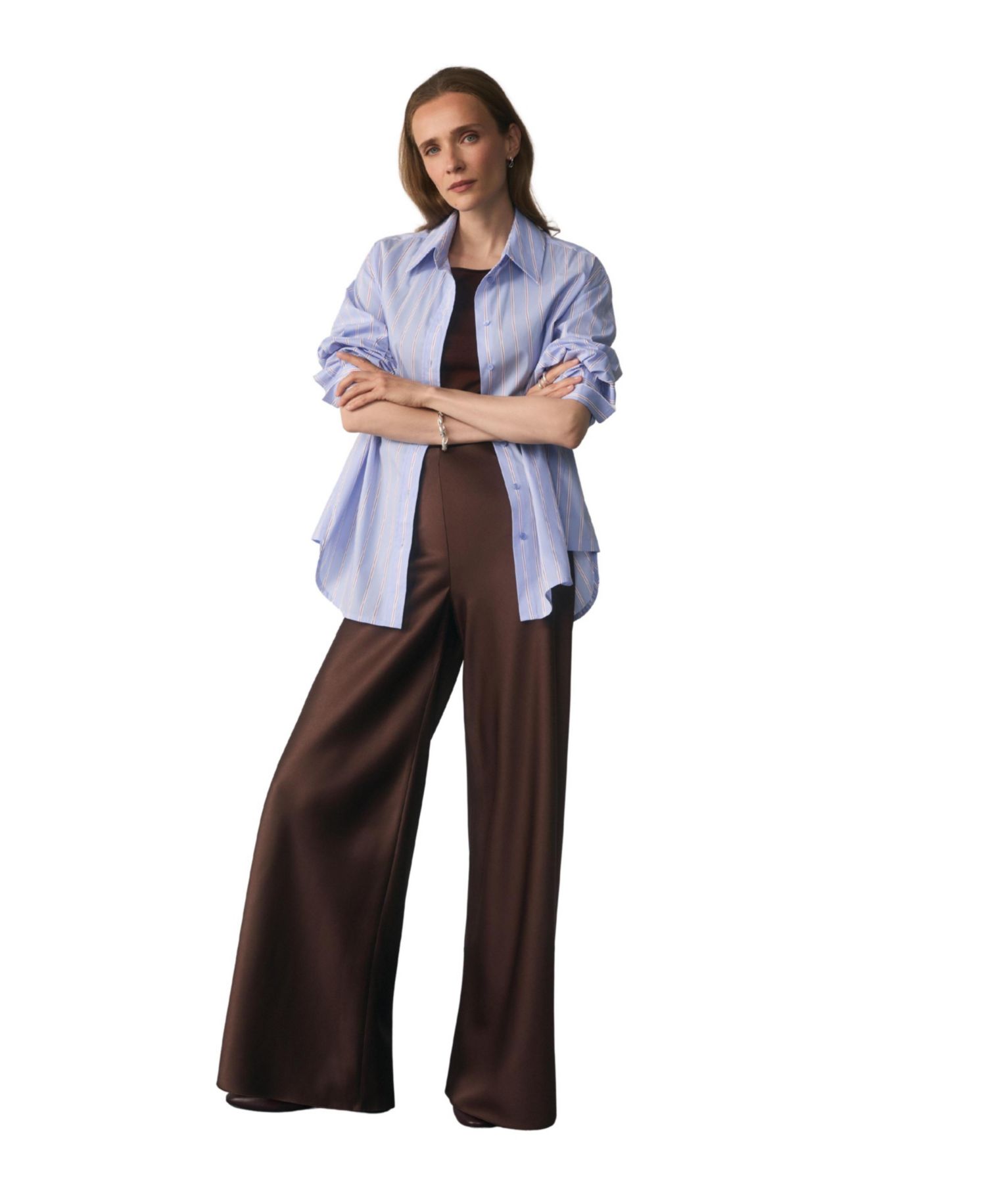 Women's Lucena High-Waisted Wide-Leg Satin Trousers