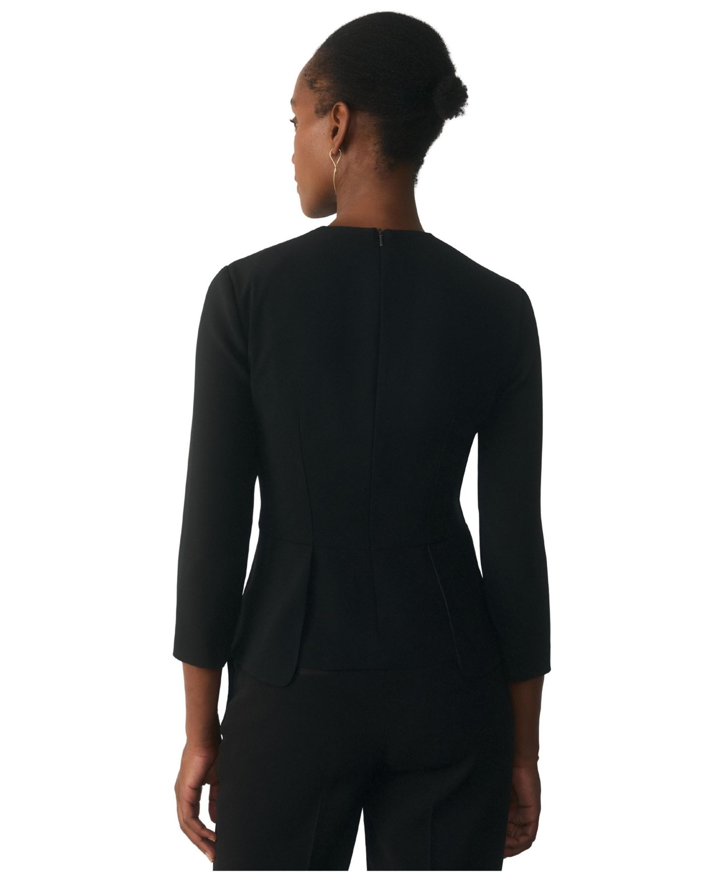 Женский топ The Fold Elaria 3/4-Sleeve Peplum, цвет: Чёрный — фото 3