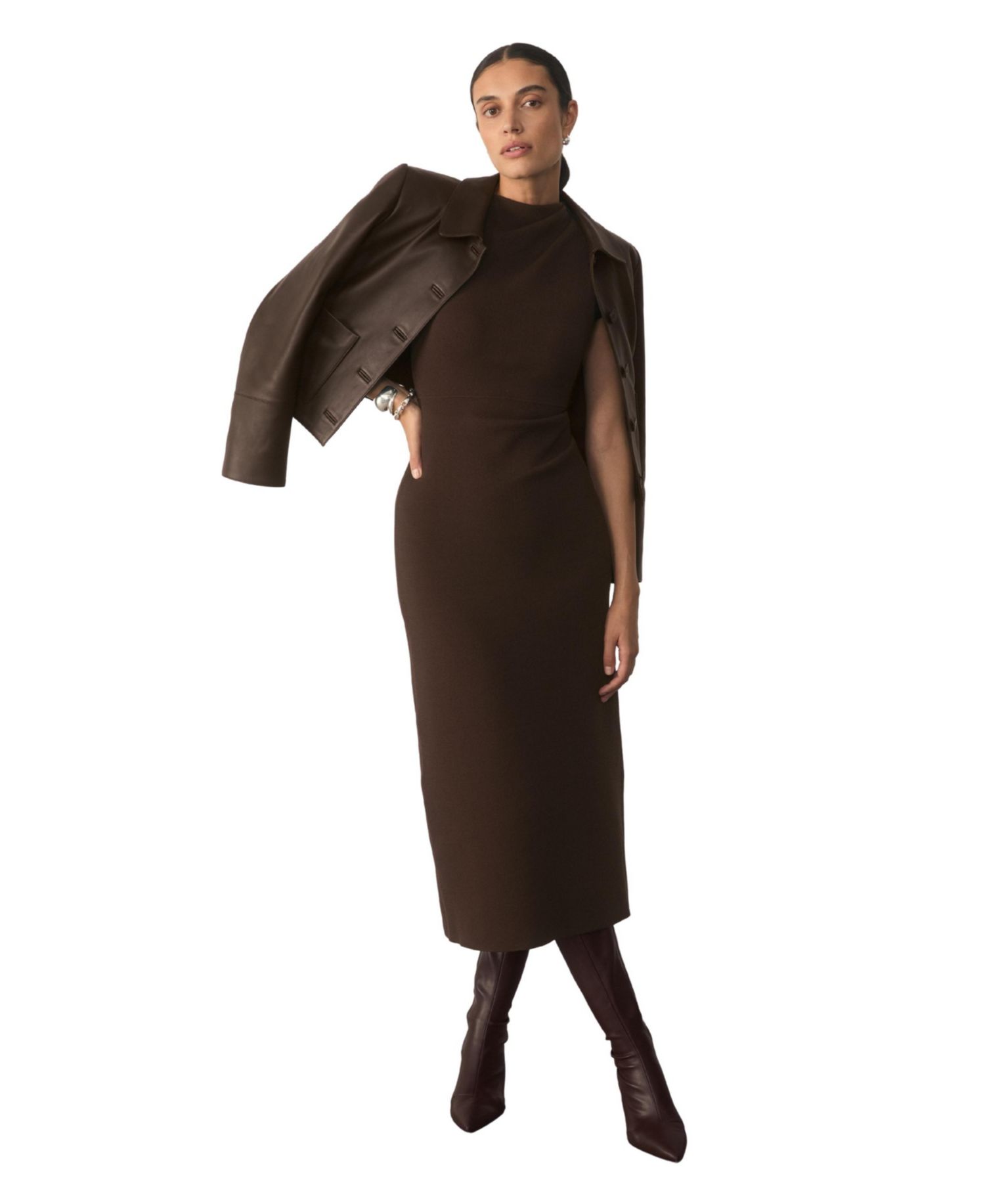 Women's Genova Cowl Neck Sleeveless Midi Knit Dress