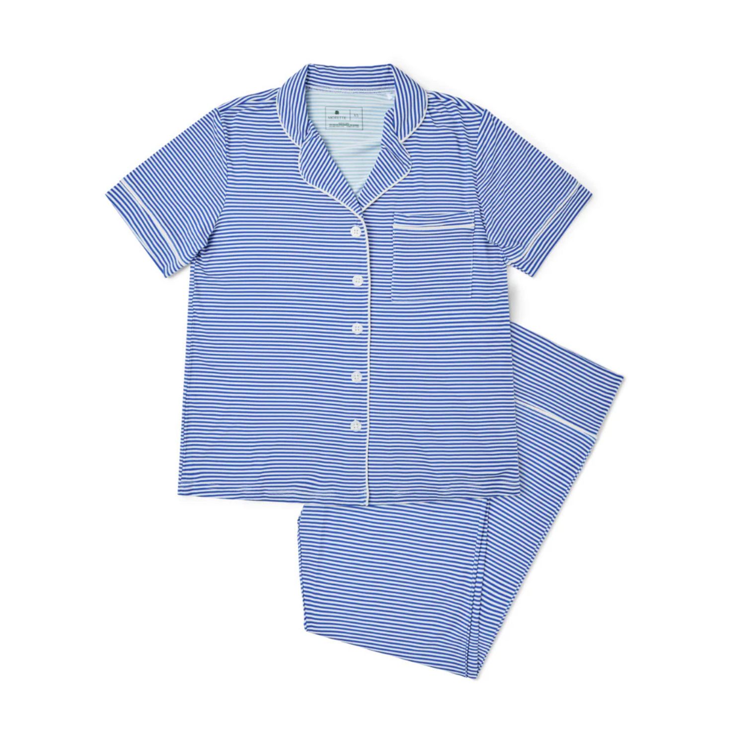 Women's Cobalt Stripe Matching Family Short-Sleeve Pajama Set