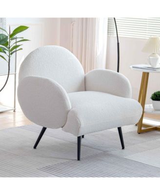 Teddy Upholstered Armchair, Modern Accent Chair with Metal Legs