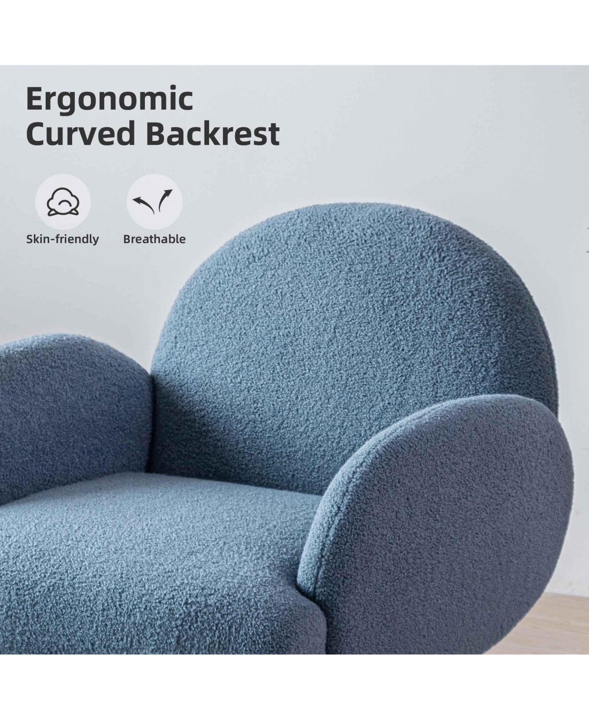 Dyhome Teddy Upholstered Armchair, Modern Accent Chair with Metal Legs