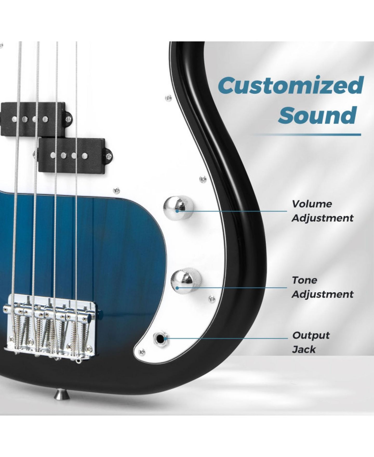 Детская игрушка SUGIFT 45.5 Inch Double-Pickup Electric Bass Guitar, Ages 12+, цвет: Синий — фото 5