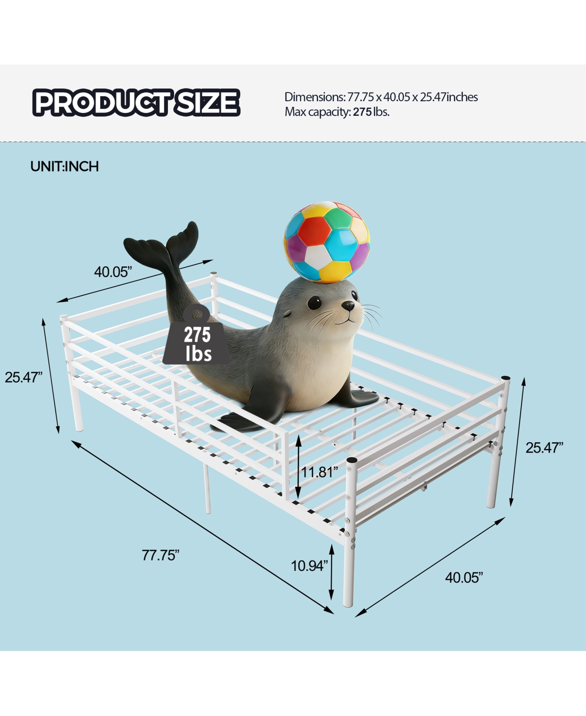 Streamdale Furniture Sturdy Metal Bed Frame for Kids