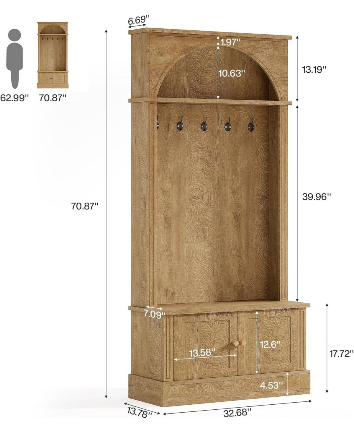 Tribesigns 70.86" Hall Tree with Bench and Shoe Storage