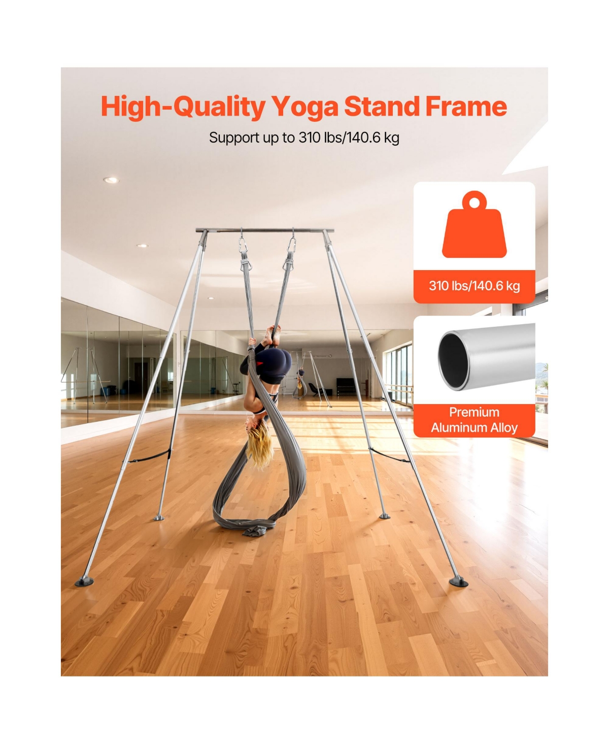 Hongge 310 lb Height Adjustable Triangular Aerial Yoga Stand Frame
