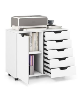 5-Drawer Mobile Storage Cabinet with Door Cabinet
